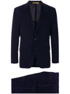 Canali Textured Fitted Suit - Blue