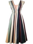 Paule Ka - Striped Pleated Dress - Women - Cotton/polyester/polyimide - 36, Cotton/polyester/polyimide