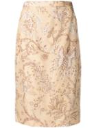 Valentino Pre-owned 1980's Floral Straight Skirt - Neutrals