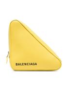 Balenciaga Yellow Triangle Leather Clutch - Yellow & Orange