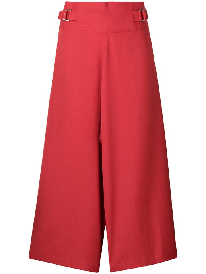 132 5. Issey Miyake Cropped Wide Leg Trousers - Red