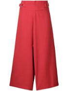 132 5. Issey Miyake Cropped Wide Leg Trousers - Red