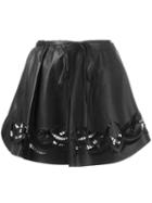 Alexander Wang Embroidered Mini Skirt, Women's, Size: 4, Black, Lamb Skin/cotton