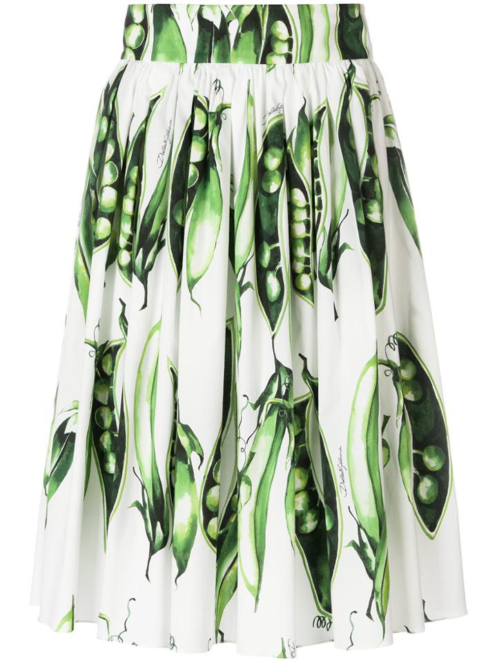 Dolce & Gabbana Pea Print A-line Skirt - White