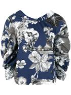 Msgm Floral Print Blouse, Women's, Size: 38, Blue, Cotton