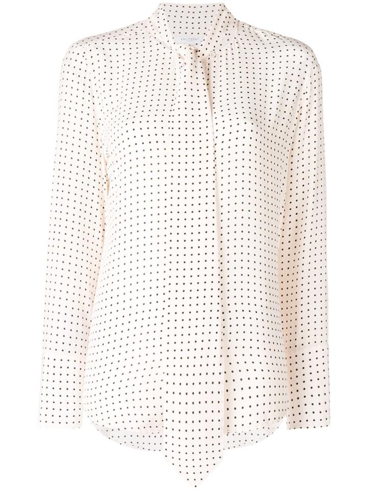 Equipment Polka Dot Pussy Bow Shirt - Pink & Purple