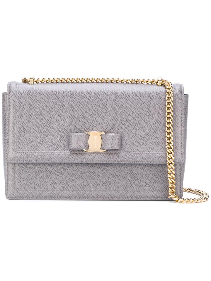 Salvatore Ferragamo - Ginny Crossbody Bag - Women - Calf Leather/brass - One Size, Grey, Calf Leather/brass