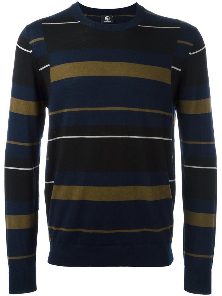 Ps By Paul Smith Striped Jumper, Men's, Size: Large, Blue, Merino