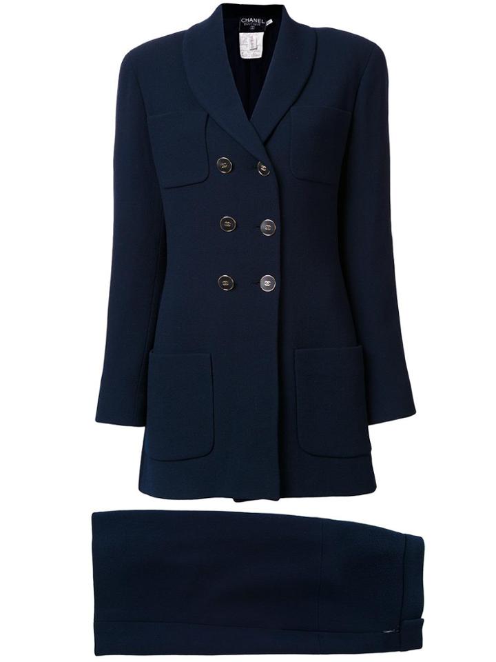 Chanel Vintage Double Breasted Coat - Blue