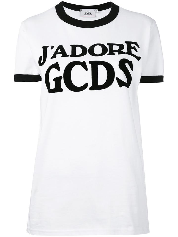 Gcds - 'j'adore Gcds' T-shirt - Women - Cotton - L, White, Cotton