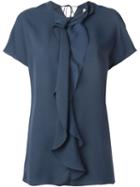 3.1 Phillip Lim Ruffled Placket Blouse, Women's, Size: 4, Blue, Silk