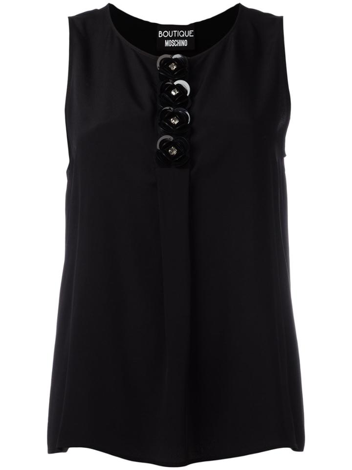 Boutique Moschino Embellished Sleeveless Top - Black