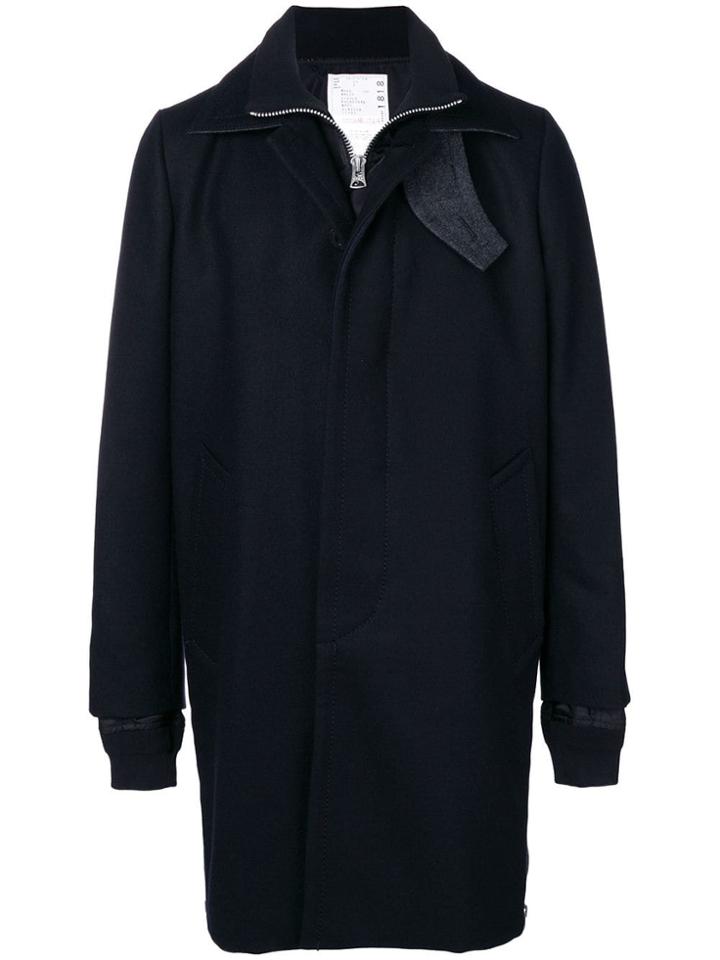 Sacai Single-breasted Coat - Blue