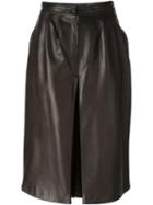 Céline Vintage Inverted Pleat Skirt, Women's, Size: 40, Brown