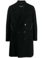 Neil Barrett Contrast Stitched Double-breasted Coat - Black