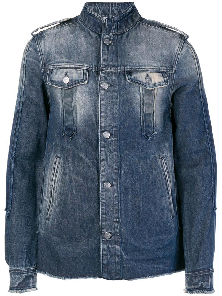 Balmain Washed-effect Denim Jacket - Blue