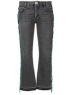 Alanui Bead Fringed Cropped Jeans - Grey