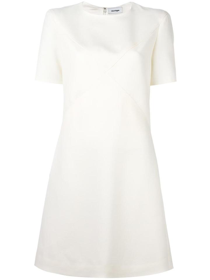 Courrèges Crossover Stitching Dress, Women's, Size: 36, White, Polyester/viscose/wool