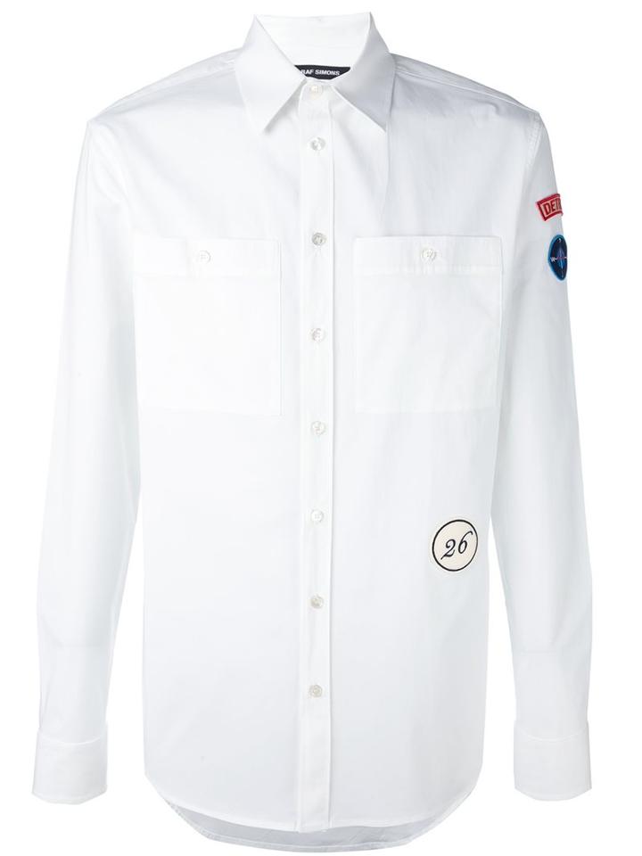 Raf Simons Arm Patch Shirt, Men's, Size: 50, White, Cotton/polyurethane