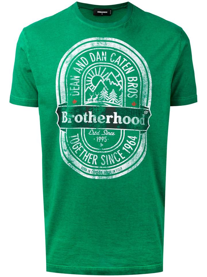 Dsquared2 - 'brotherhood' T-shirt - Men - Cotton - M, Green, Cotton