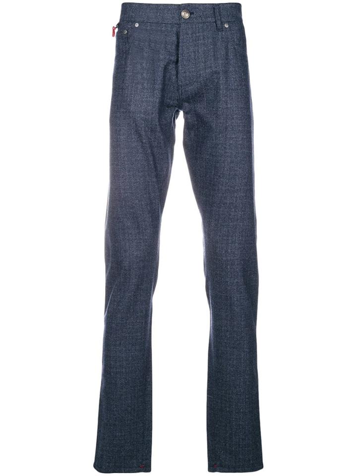 Isaia Straight Leg Trousers - Blue