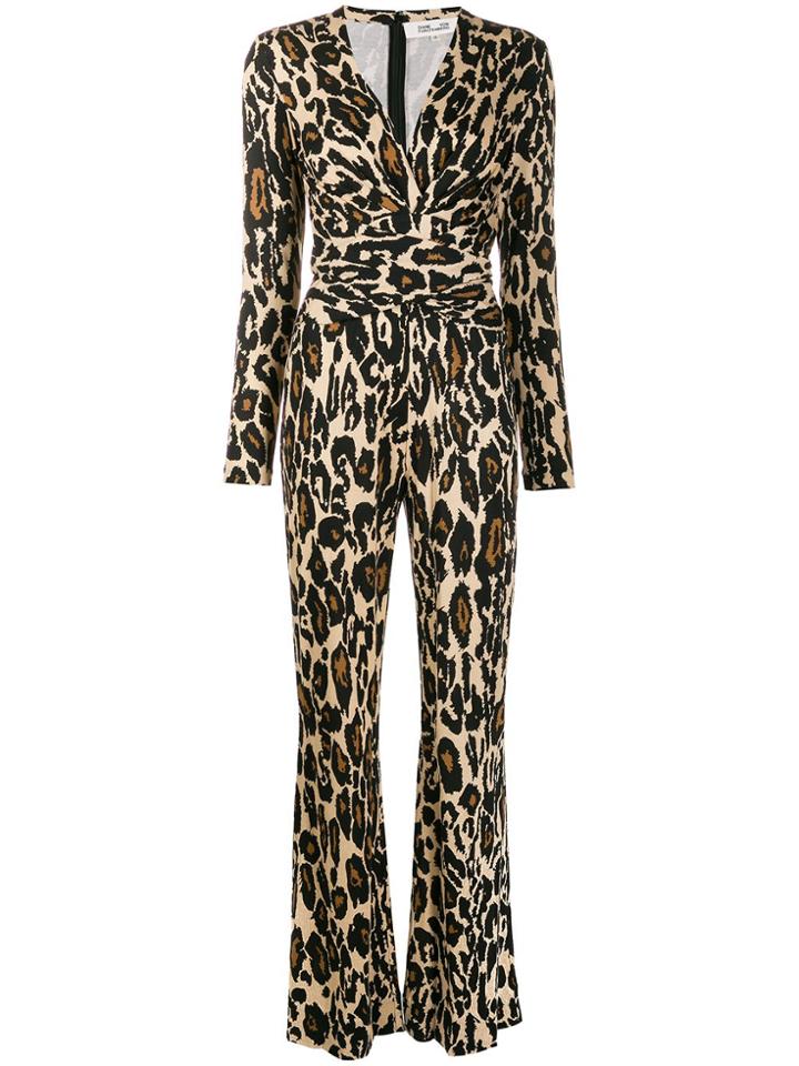 Diane Von Furstenberg Leopard Print Jumpsuit - Neutrals