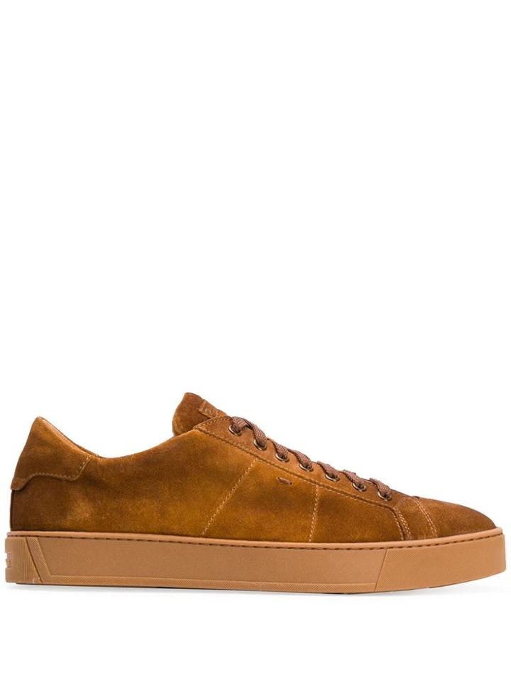 Santoni Suede Low Top Sneakers - Brown