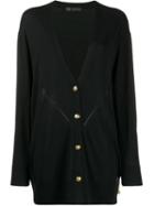 Versace Oversized Safety Pin V-neck Cardigan - Black