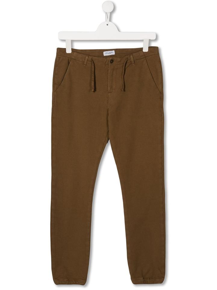 Paolo Pecora Kids Teen Drawstring Waist Tapered Trousers - Brown