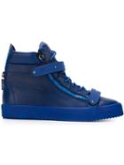 Giuseppe Zanotti Design Trix Hi-top Sneakers, Men's, Size: 45, Blue, Leather/rubber