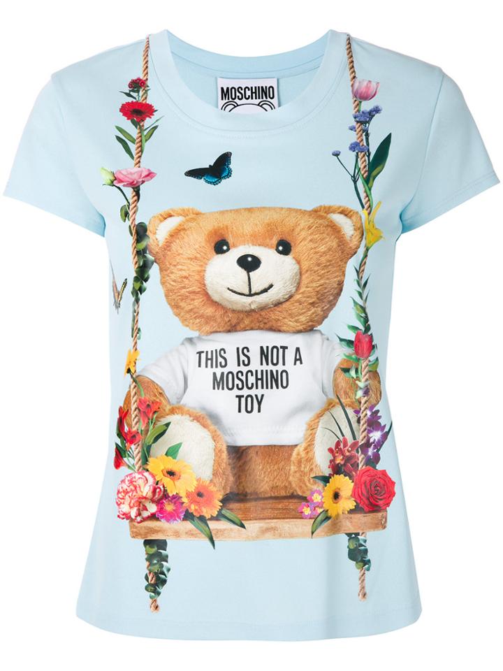 Moschino Floral Teddy Bear Motif T-shirt - Blue