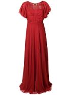 No21 Shortsleeved Ruffle Evening Dress - Red