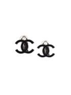Chanel Vintage Logo Earrings, Women's, Metallic