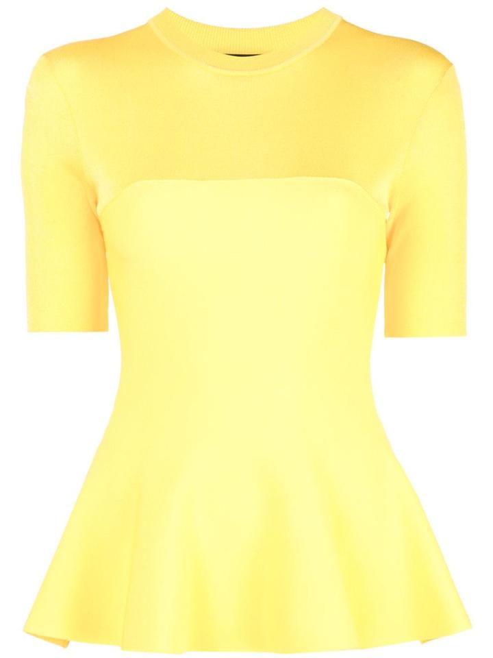 Proenza Schouler Matte Knit Peplum Top - Yellow