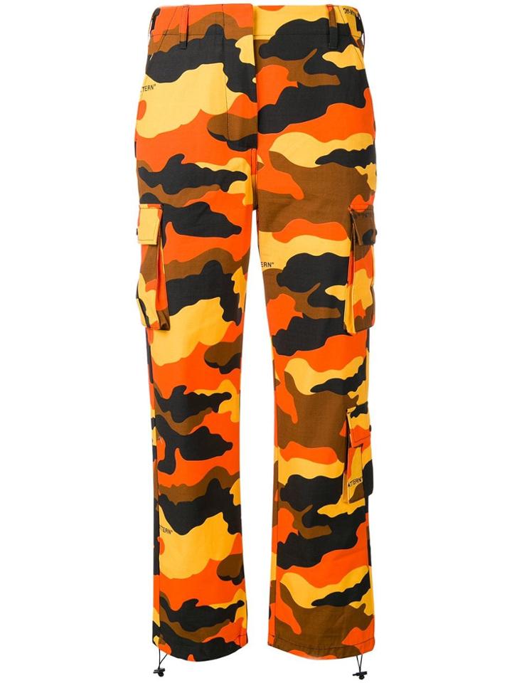 Off-white Camouflage Print Cargo Trousers - Orange