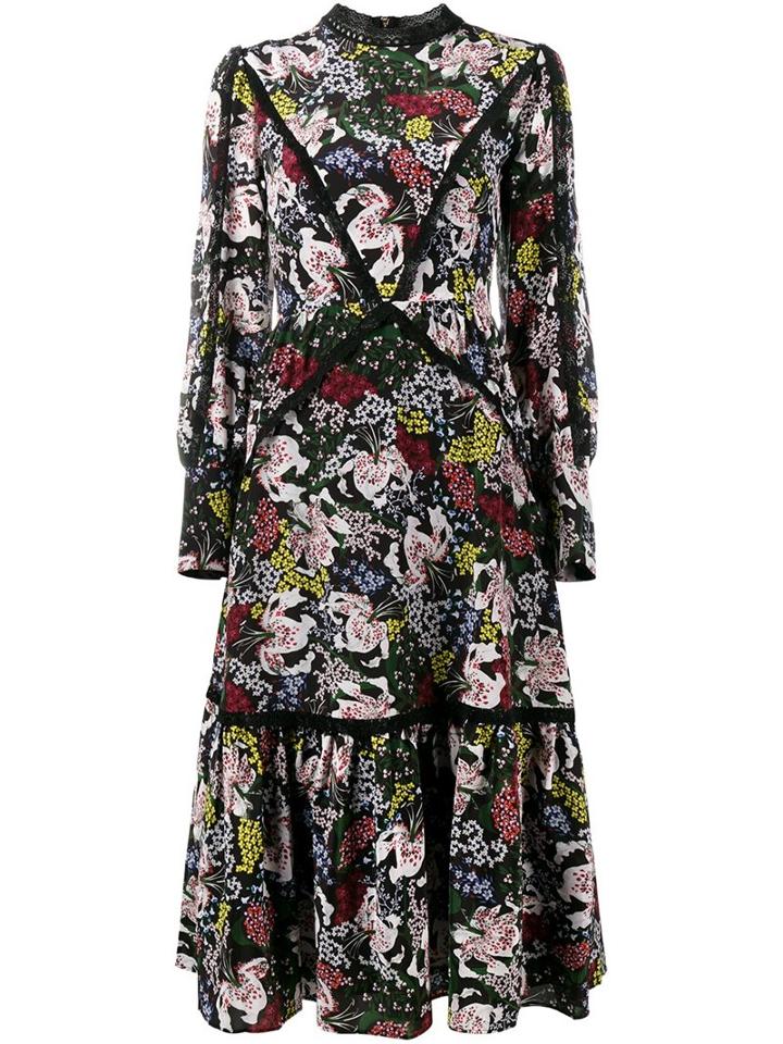 Erdem Floral Print Midi Dress, Women's, Size: 14, Pink/purple, Silk