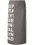 Ports 1961 Side Print Straight Skirt - Grey