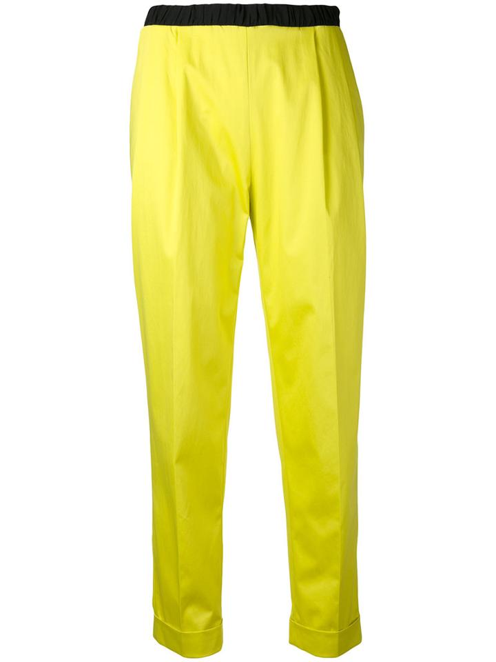 Iceberg - Cropped Trousers - Women - Cotton/polyester/spandex/elastane - 42, Yellow/orange, Cotton/polyester/spandex/elastane