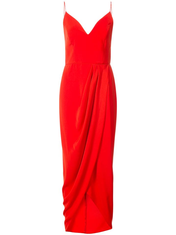 Shona Joy Draped Wrap-effect Dress - Red