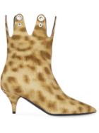 Burberry Eyelet Detail Leopard Print Ankle Boots - Neutrals