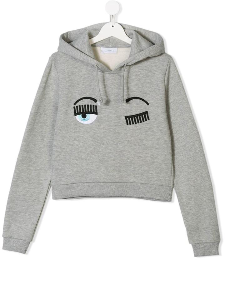 Chiara Ferragni Kids Teen Wink Face Hoodie - Grey