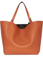 Burberry Large Embossed Crest Bonded Leather Tote - Brown
