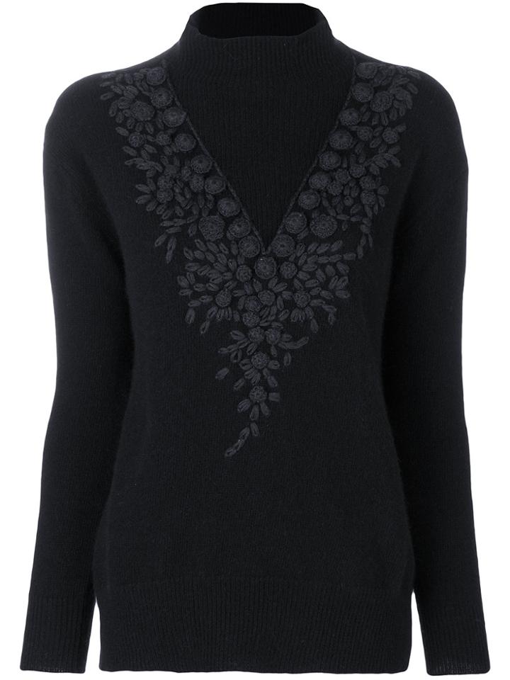 Zanone Embroidered Detail Jumper - Black