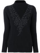 Zanone Embroidered Detail Jumper - Black