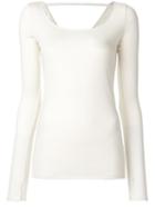 Helmut Lang - Scoop Neck Ribbed Top - Women - Cotton/modal - M, White, Cotton/modal