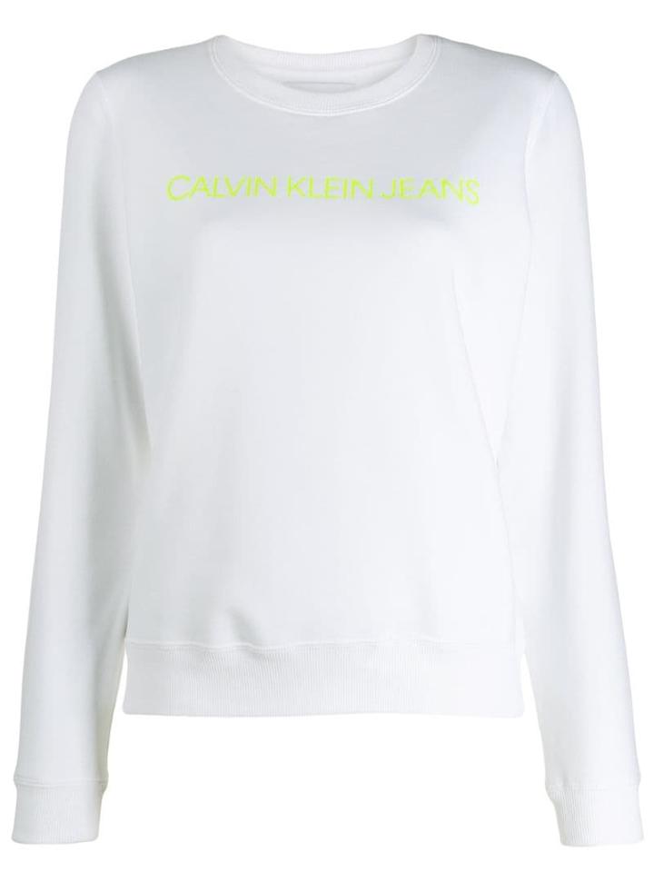 Calvin Klein Jeans Institutional Logo Print Sweatshirt - White