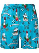 Vilebrequin - Tattoo Print Swim Shorts - Men - Cotton/polyamide/polyester - Xxl, Blue, Cotton/polyamide/polyester