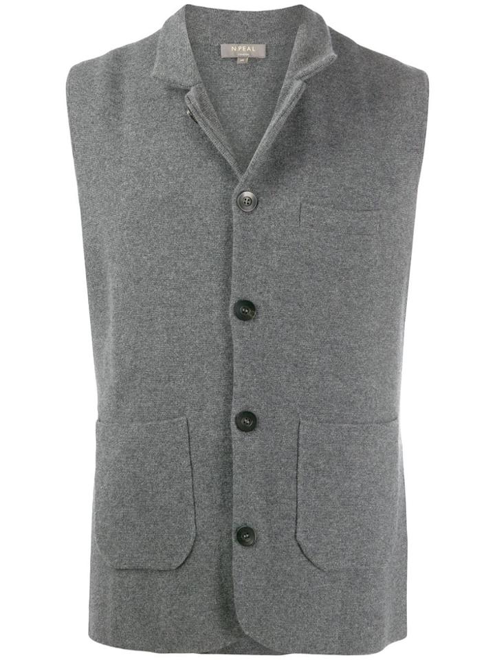 N.peal Collared Milano Waistcoat - Grey