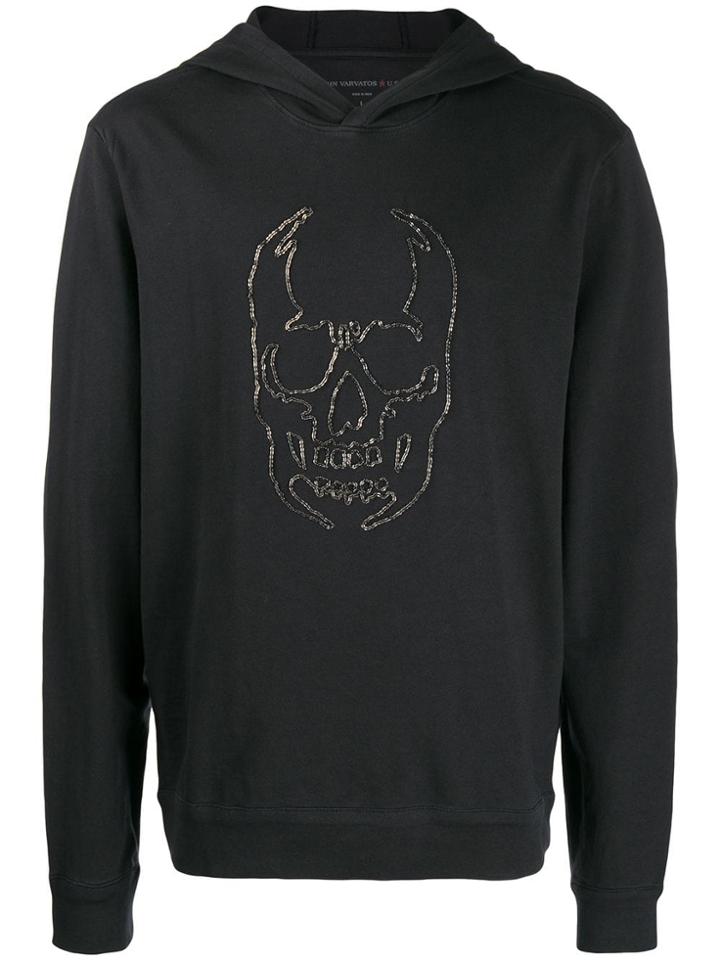John Varvatos Skull Embellished Hoodie - Black