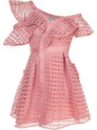 Self-portrait Lace Frill Mini Dress, Women's, Size: 8, Pink/purple, Polyester